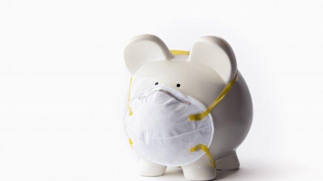 Sparschwein mit Atemmaske